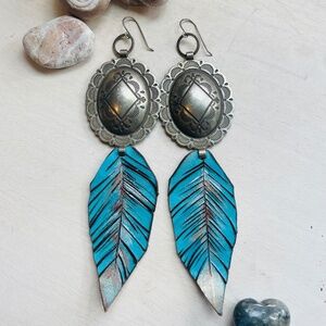 Casey Curtis Designs Leather Feather Earrings